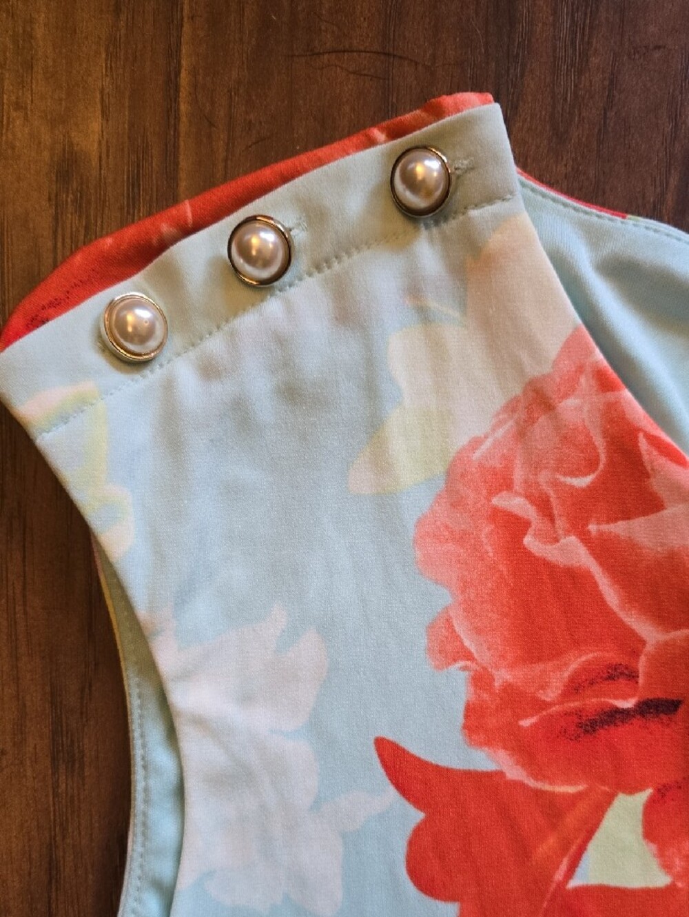 Calvin Klein Mint Shift Dress with Red Floral Print - Picture 3 of 6
